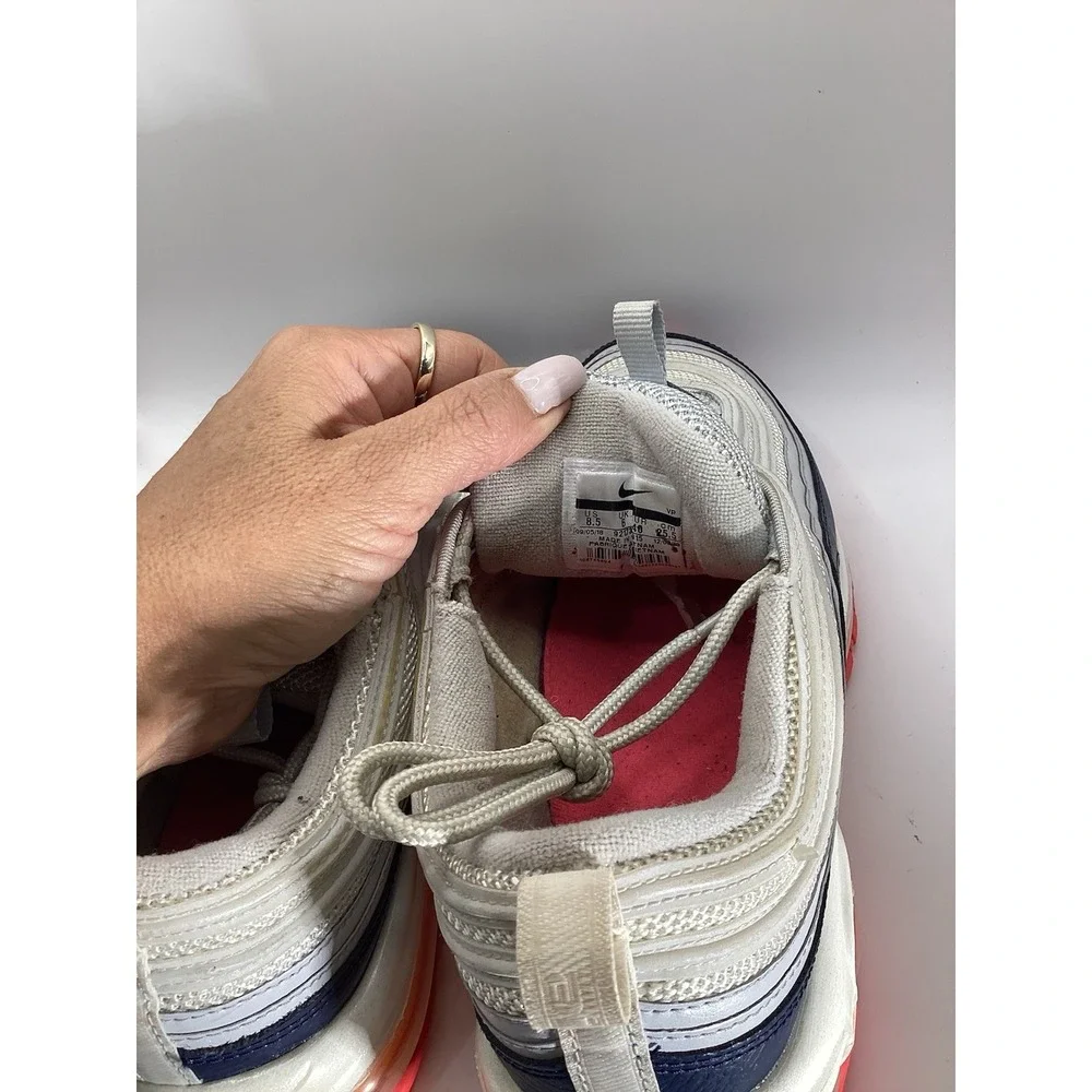 Size 8.5 - Nike Air Max 97 Platinum Navy Orange W